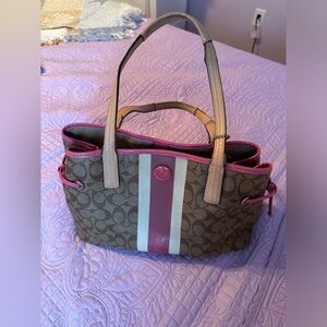 Coach brown and hot pink purse